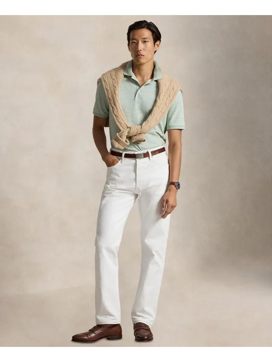 Поло с принтом Glen Plaid Polo Ralph Lauren — изображение 2 из 4, светлый зеленый
