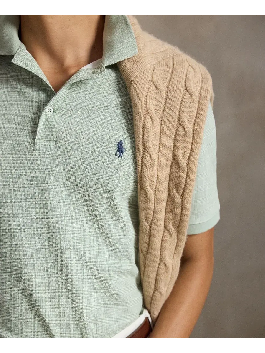 Поло с принтом Glen Plaid Polo Ralph Lauren — изображение 3 из 4, светлый зеленый