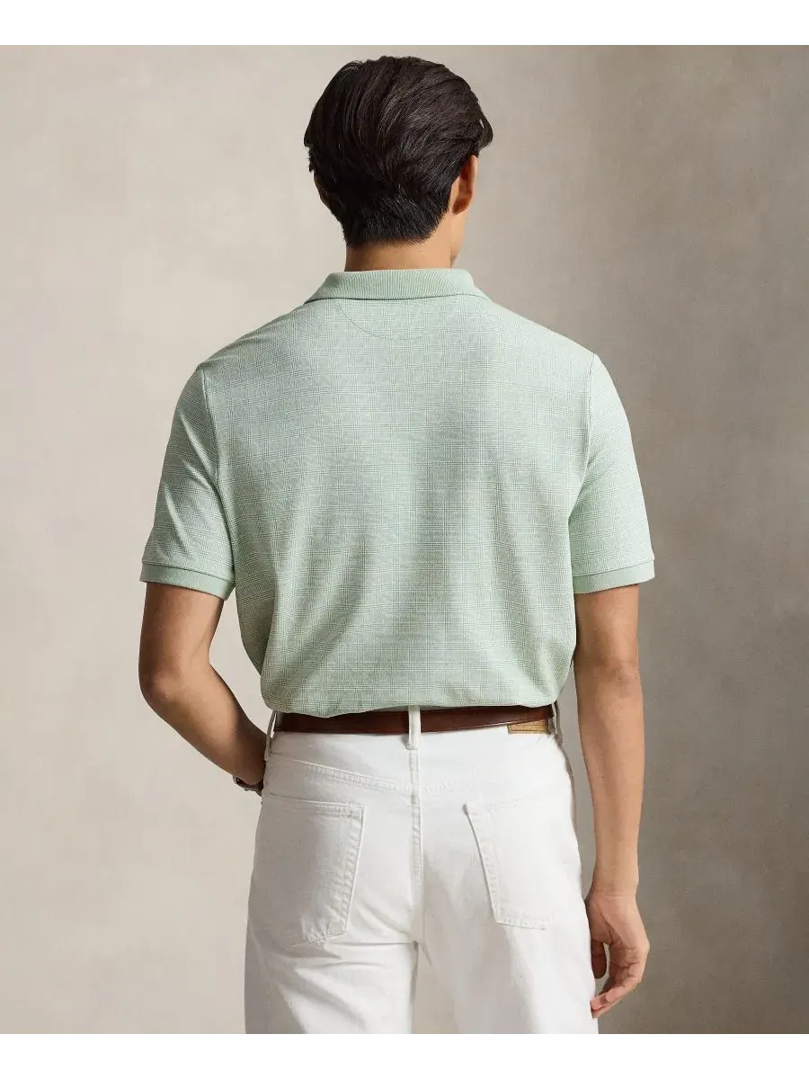 Поло с принтом Glen Plaid Polo Ralph Lauren — изображение 4 из 4, светлый зеленый