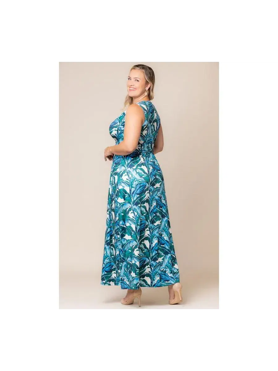 Платье макси без рукавов с принтом Daniela Kiyonna, Teal Palm Print — изображение 5 из 6