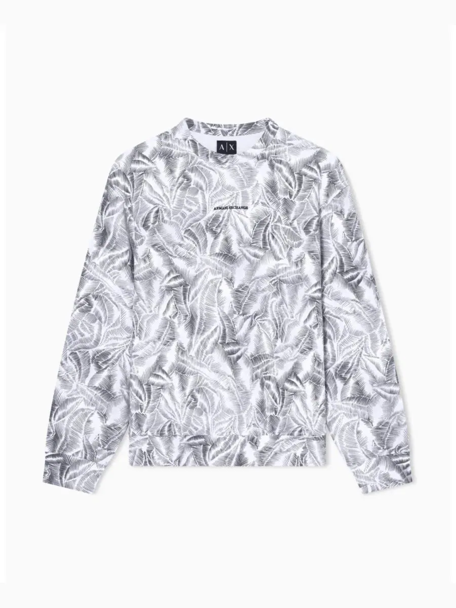 Мужская толстовка IBIZA X с принтом в виде листьев и круглым вырезом A|X Armani Exchange — изображение 2 из 2, мульти