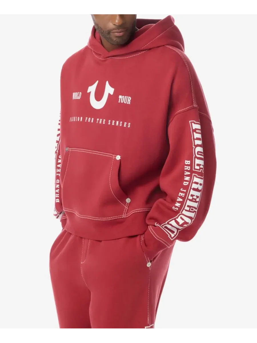 Худи оверсайз с принтом Big T Arch Logo True Religion — изображение 2 из 3, гранат