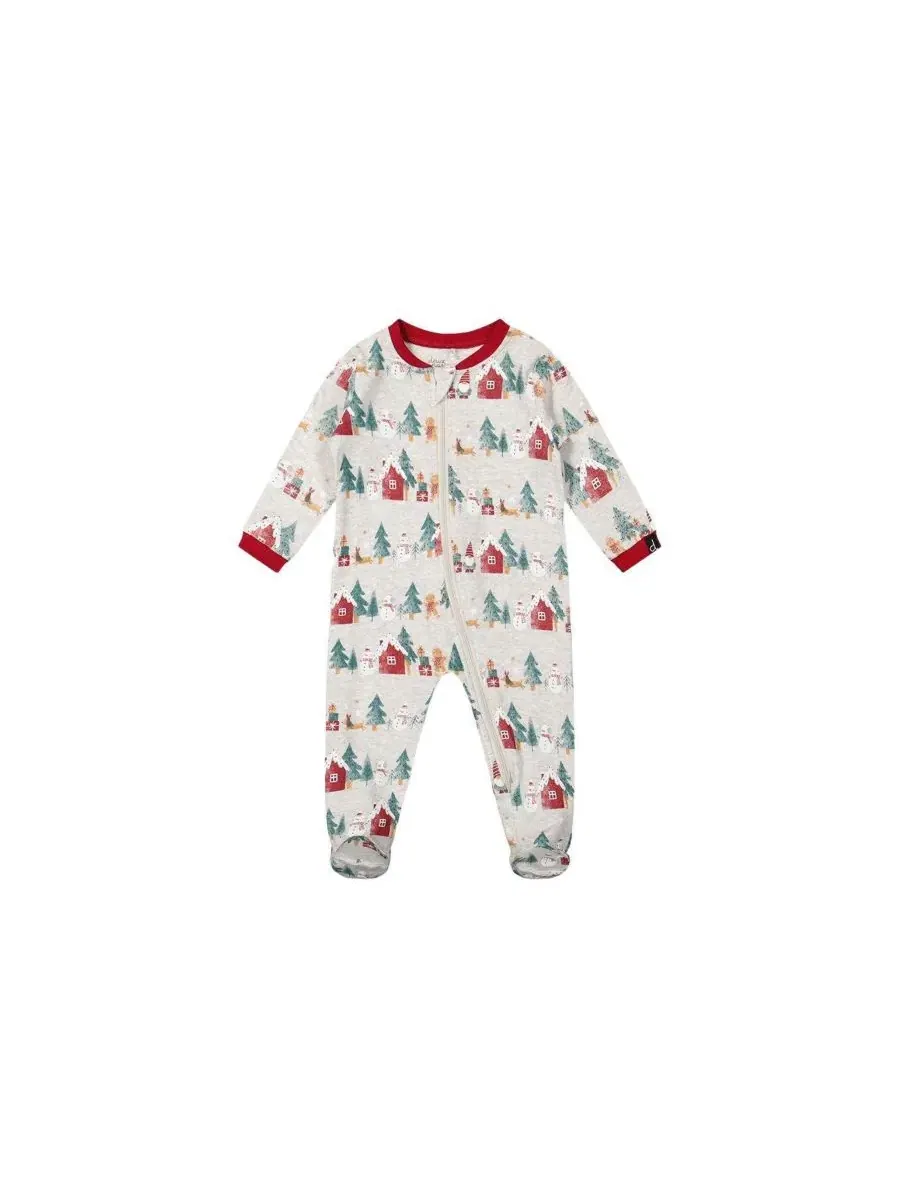 Детский боди-комбинезон с принтом Holiday Family Pajamas Deux par Deux — изображение 1 из 3, бежевый
