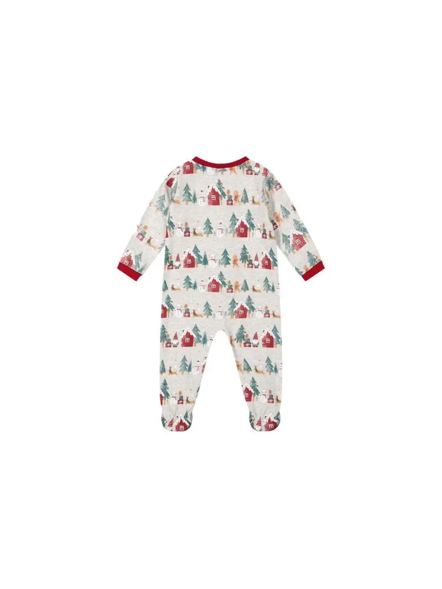 Детский боди-комбинезон с принтом Holiday Family Pajamas Deux par Deux — изображение 2 из 3, бежевый