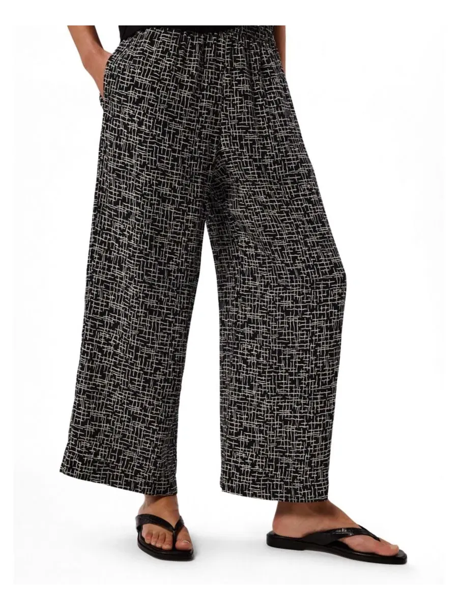 Штаны женские широкие с принтом, модель Woven Grid Crop Wide-Leg Trouser Whistles — изображение 1 из 6, черный/мульти