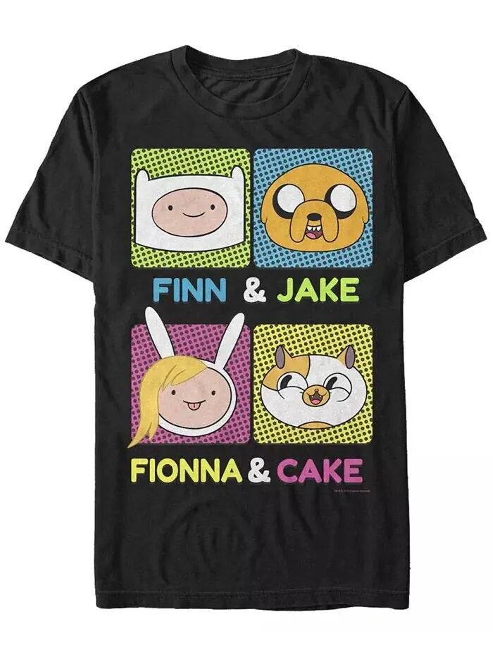 Мужская футболка с коротким рукавом Adventure Time Finn Jake Fionna Cake Fifth Sun — изображение 1 из 1, черный