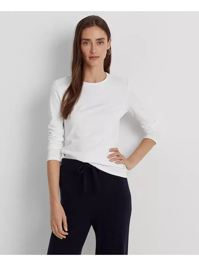 Топ из смесового хлопка с длинными рукавами Lauren Ralph Lauren