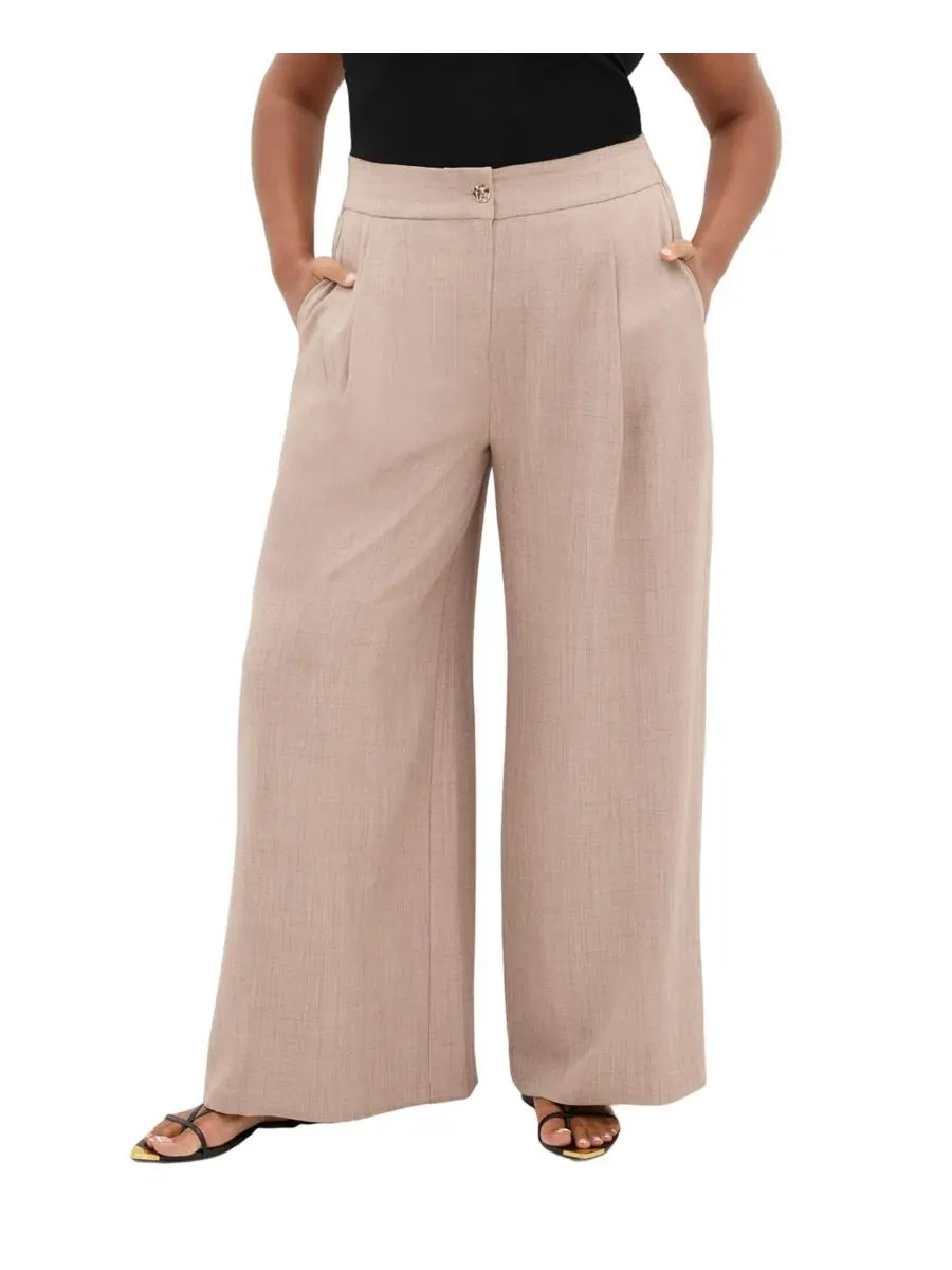 Брюки свободного кроя с широкой штаниной Luci Wide Leg Pant, City Chic — изображение 1 из 5, бежевый