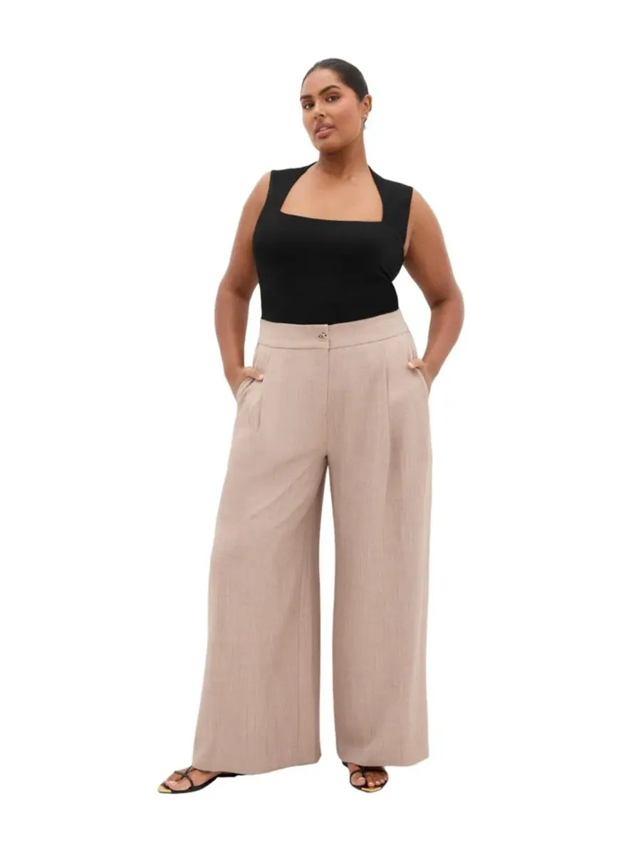 Брюки свободного кроя с широкой штаниной Luci Wide Leg Pant, City Chic — изображение 3 из 5, бежевый