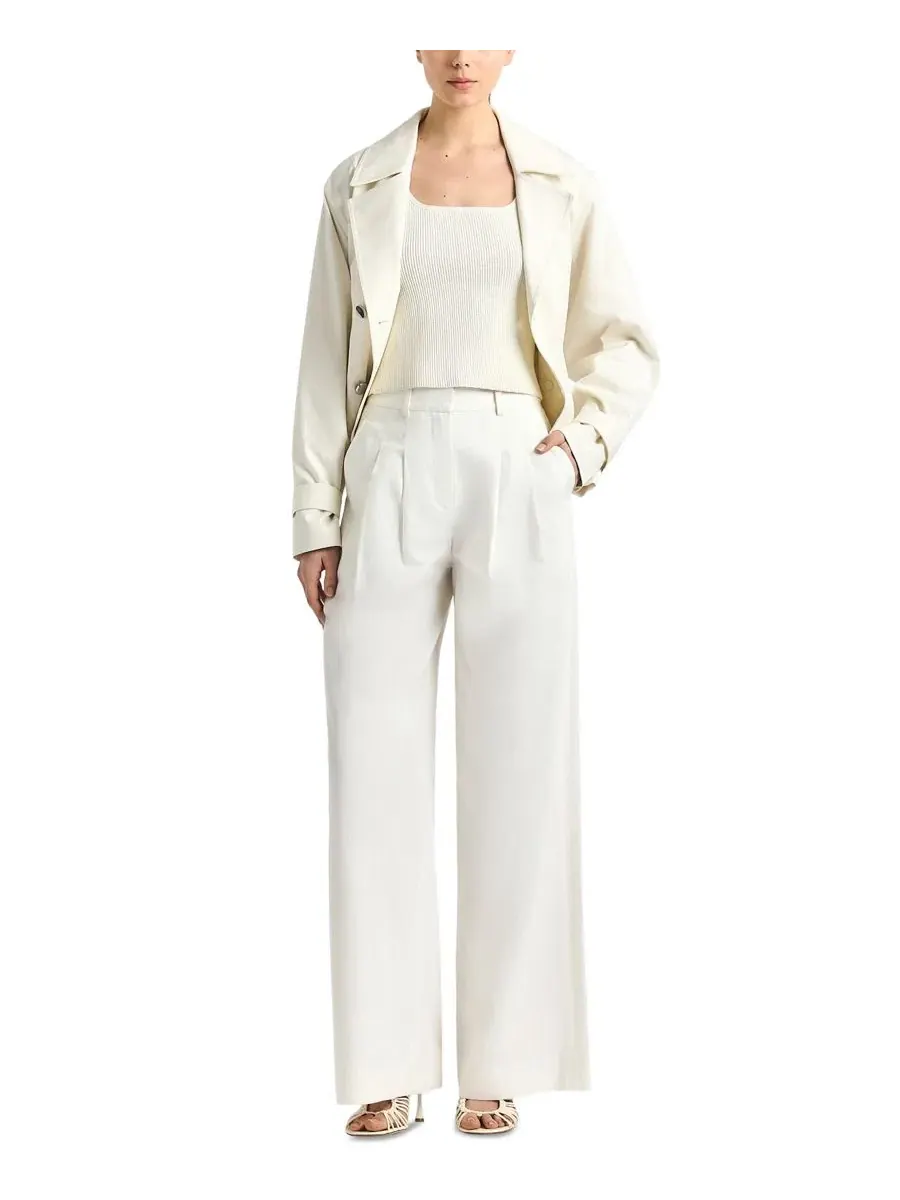 Брюки женские широкие с защипами Juliana Mid-Rise Wide-Leg Derek Lam 10 Crosby — изображение 2 из 6, белый