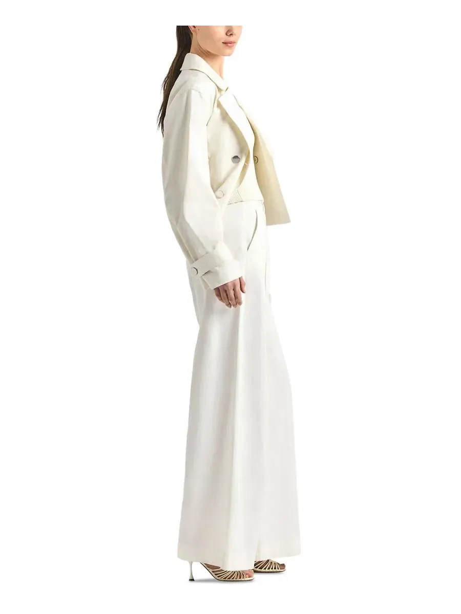 Брюки женские широкие с защипами Juliana Mid-Rise Wide-Leg Derek Lam 10 Crosby — изображение 3 из 6, белый