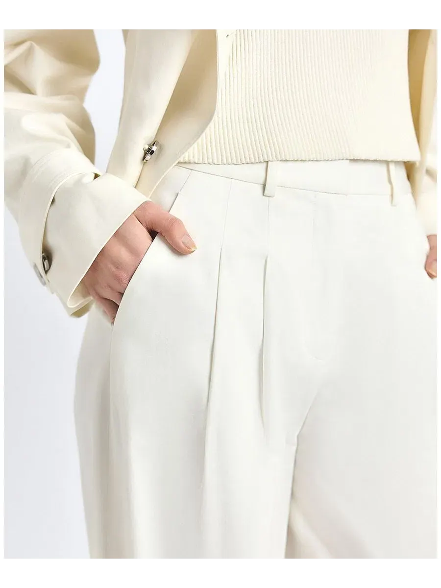 Брюки женские широкие с защипами Juliana Mid-Rise Wide-Leg Derek Lam 10 Crosby — изображение 4 из 6, белый