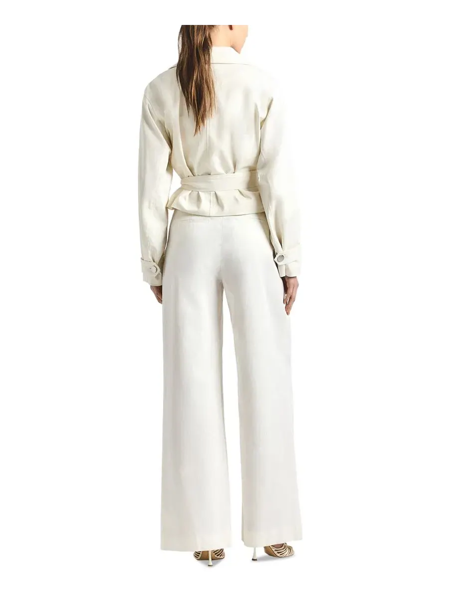 Брюки женские широкие с защипами Juliana Mid-Rise Wide-Leg Derek Lam 10 Crosby — изображение 5 из 6, белый