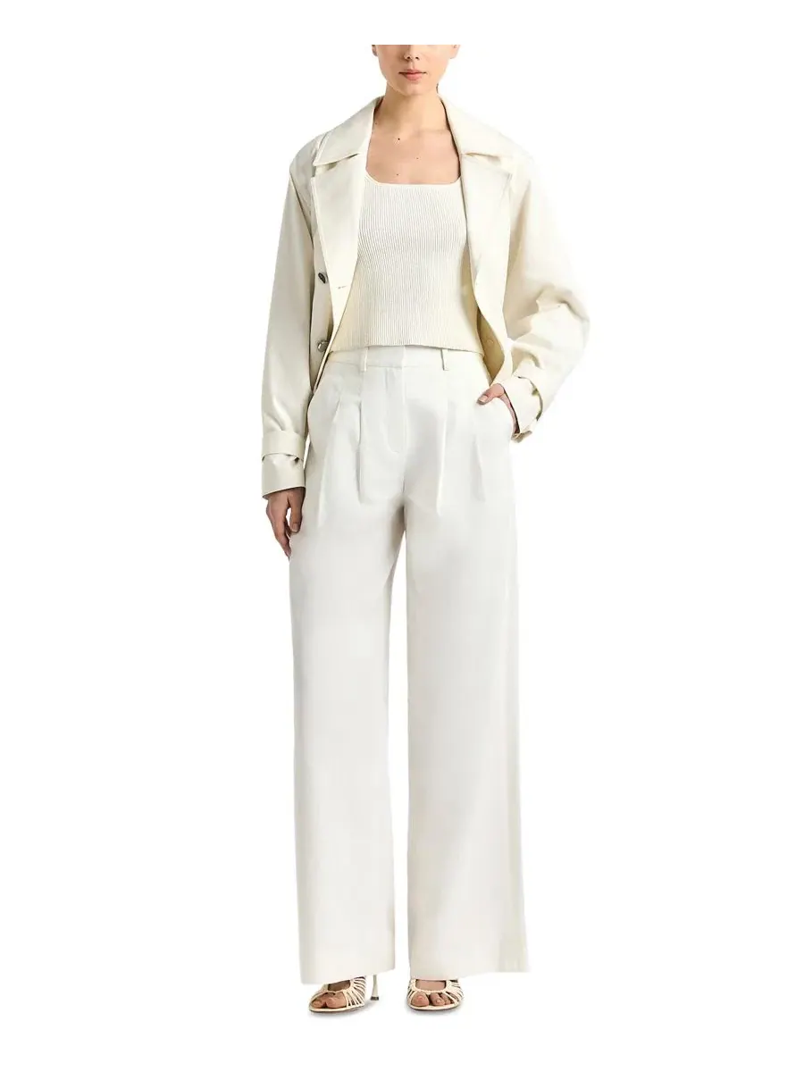 Брюки женские широкие с защипами Juliana Mid-Rise Wide-Leg Derek Lam 10 Crosby — изображение 6 из 6, белый