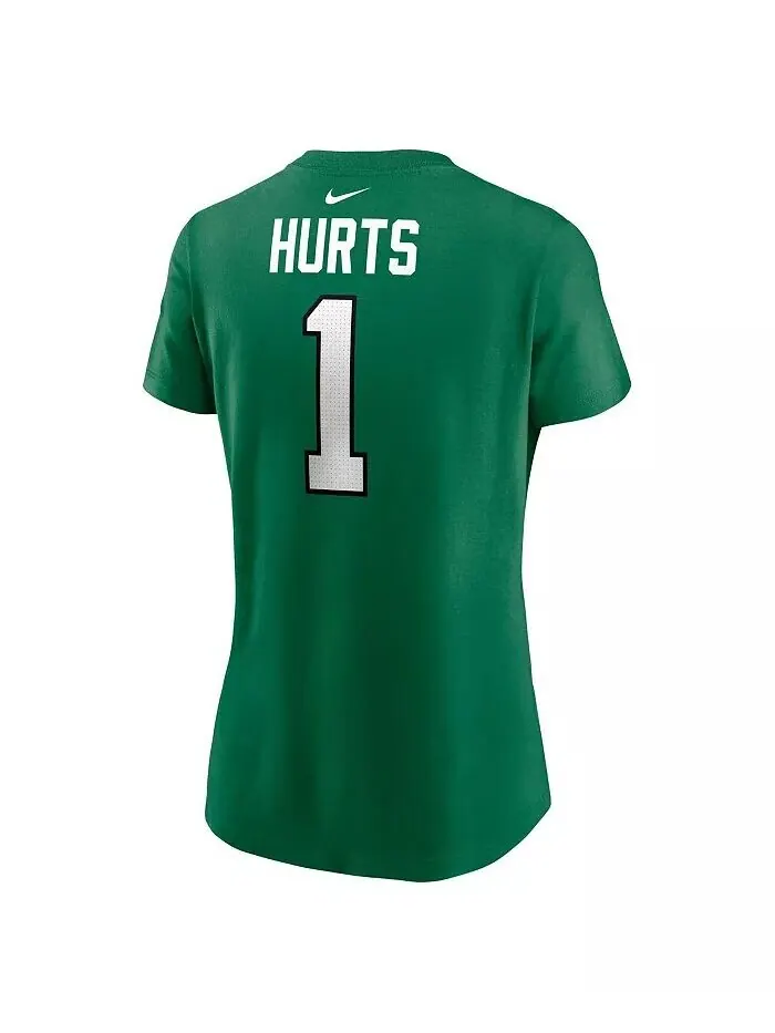 Женская футболка Jalen Hurts Kelly Green Philadelphia Eagles с именем и номером игрока Nike — изображение 3 из 3, зеленый