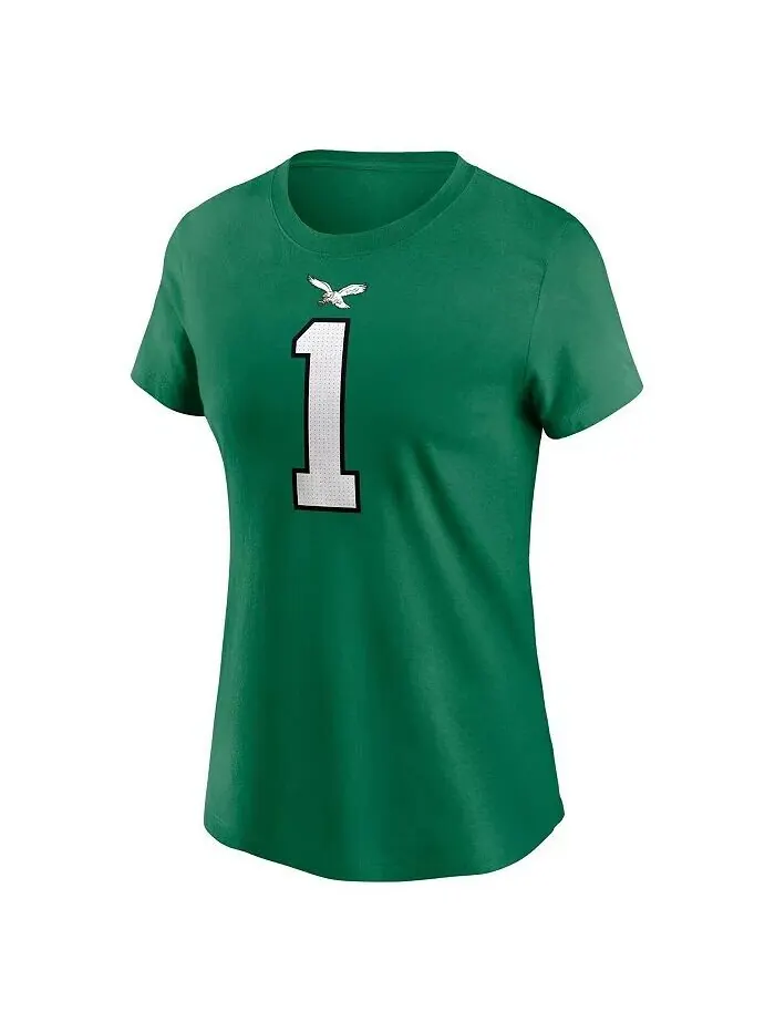 Женская футболка с именем и номером игрока Jalen Hurts Kelly Green Philadelphia Eagles Nike — изображение 2 из 3