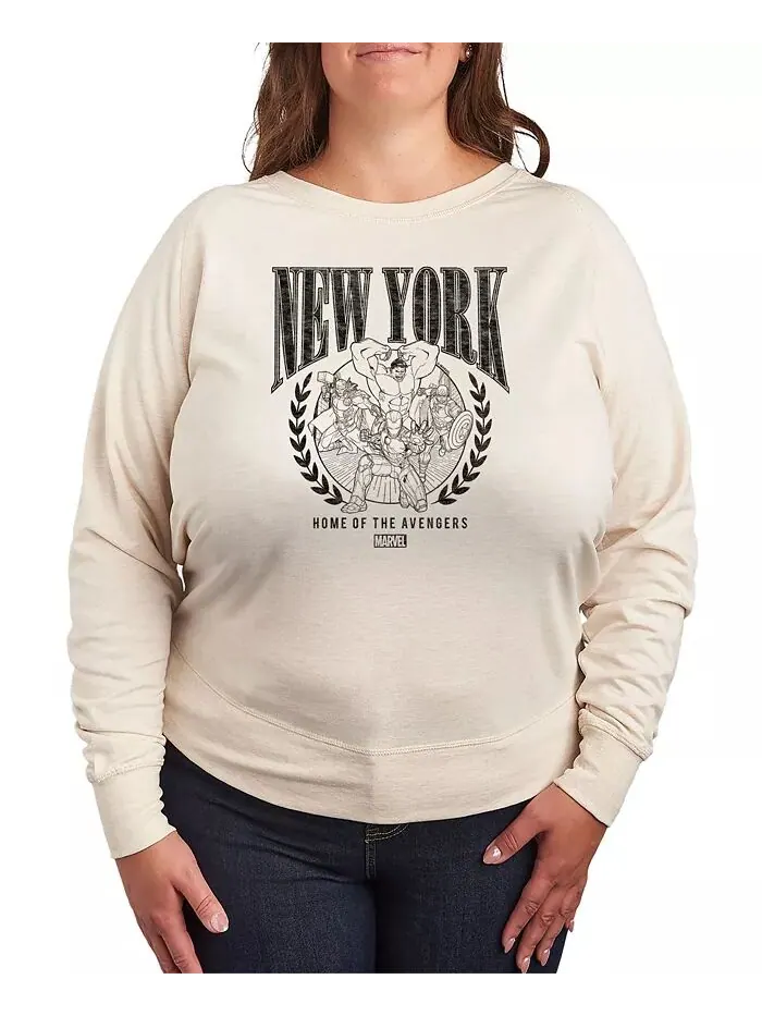 Футболка-пуловер с принтом Avengers New York Plus Size Hybrid Apparel — изображение 1 из 3, бежевый/хаки