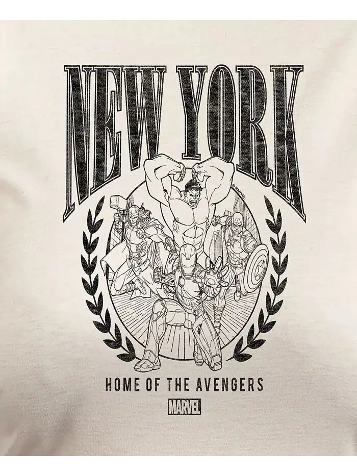 Футболка-пуловер с принтом Avengers New York Plus Size Hybrid Apparel — изображение 3 из 3, бежевый/хаки