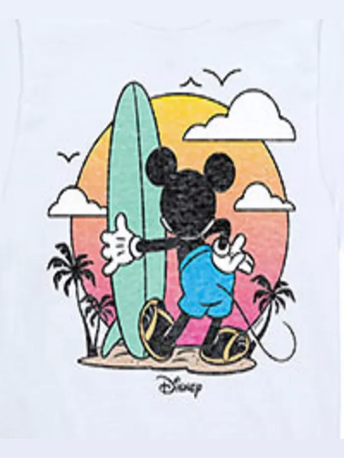 Футболка с принтом "Mickey Mouse Surfboard" для мальчиков старшего возраста Disney — изображение 3 из 3, белый