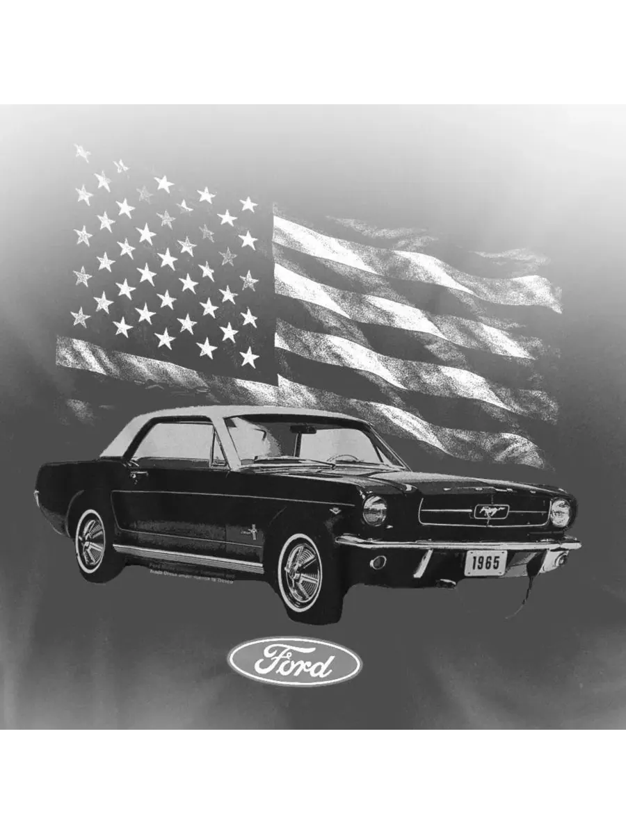 Футболка с принтом Ford USA Flag Mustang — изображение 3 из 3, черный