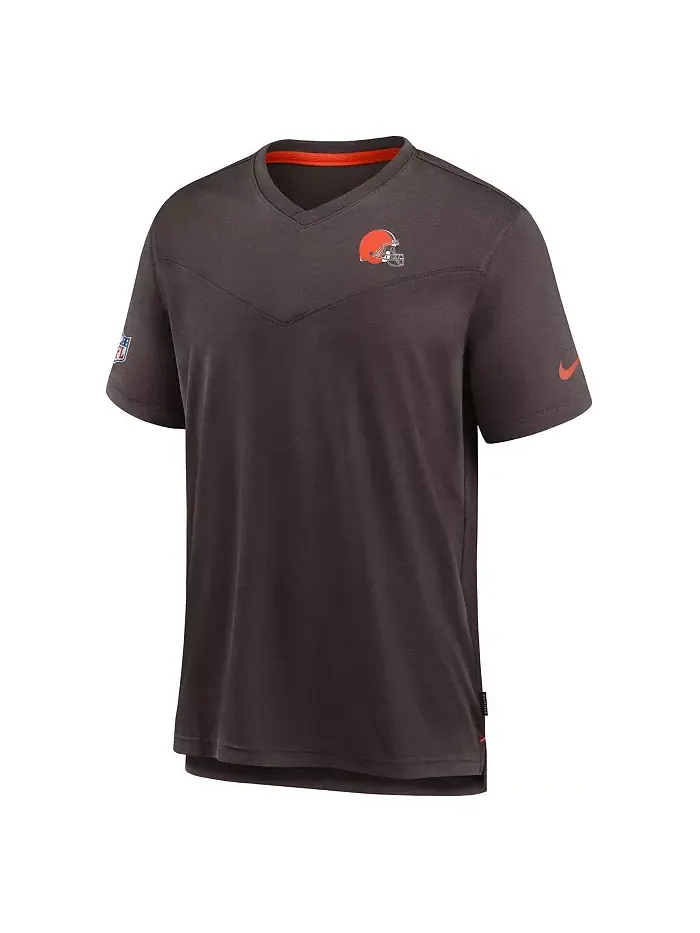 Мужская футболка с V-образным вырезом Cleveland Browns 2022 Sideline Coach Chevron Lock Up — изображение 2 из 2, коричневый