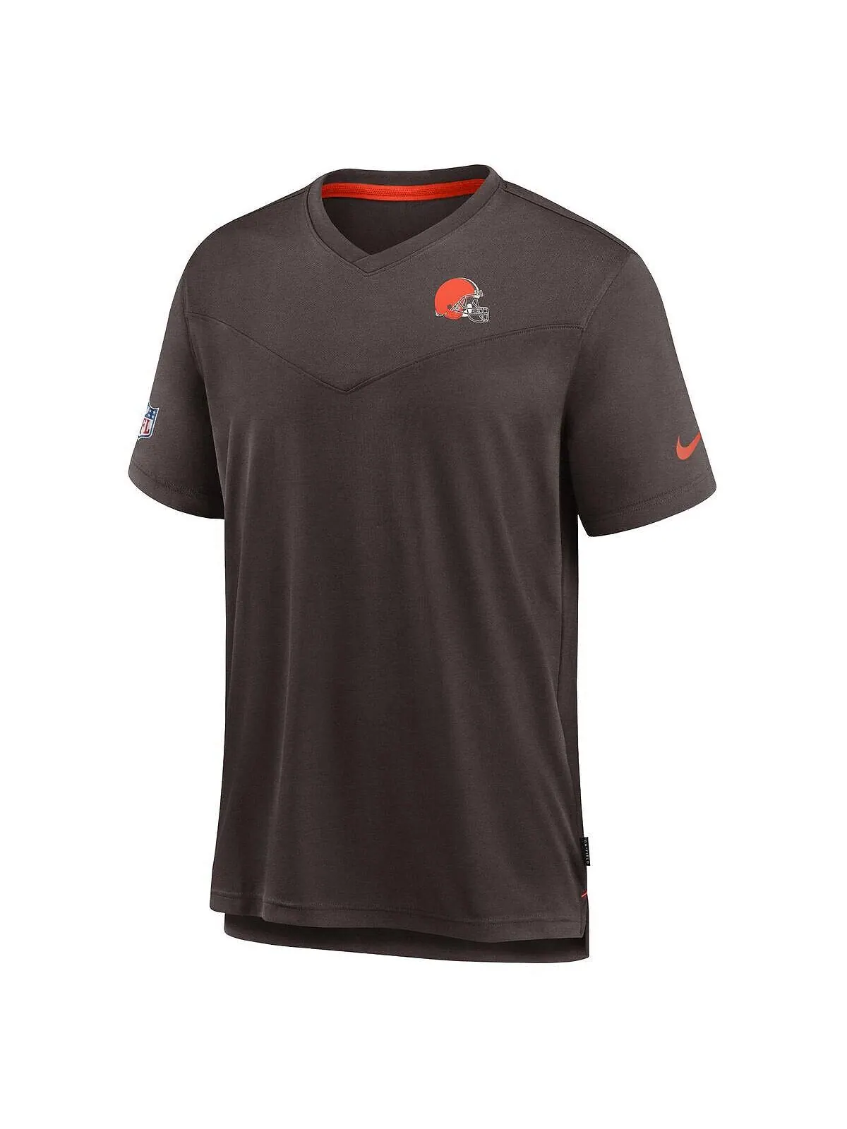 Мужская коричневая футболка с v-образным вырезом cleveland browns 2022 sideline coach chevron lock — изображение 2 из 2