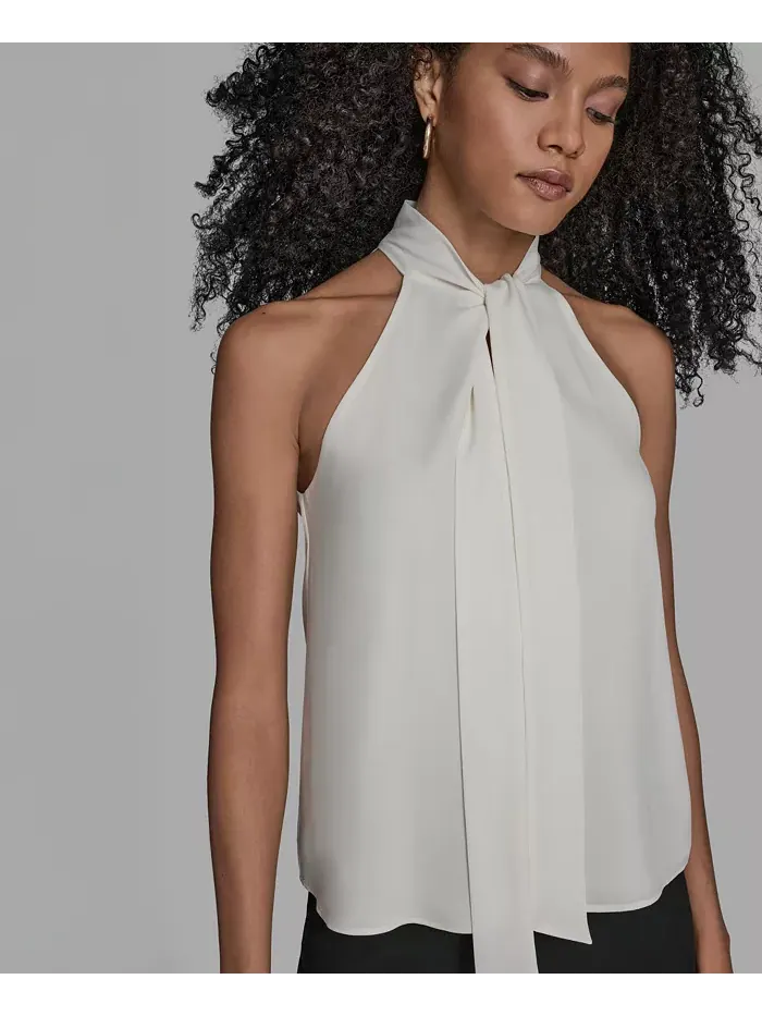 Женская блузка без рукавов с завязкой на шее BCBG — изображение 3 из 6, белый