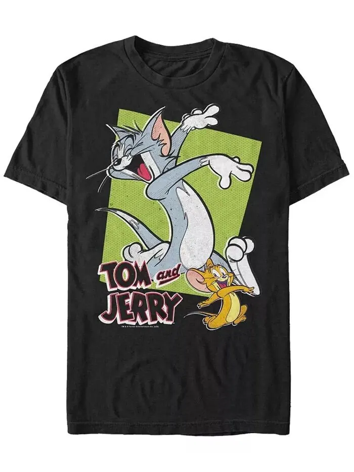 Мужская футболка с коротким рукавом Tom Jerry Dot Pose Fifth Sun — изображение 1 из 1, черный