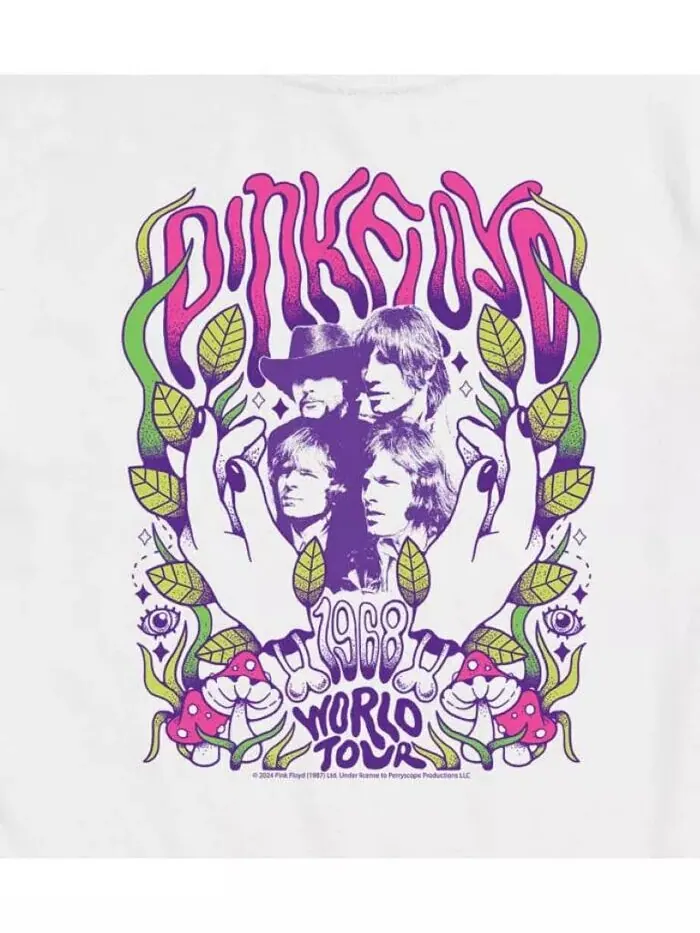 Мужская футболка с короткими рукавами Hybrid Apparel Pink Floyd Psychedelic AIRWAVES — изображение 3 из 3, белый