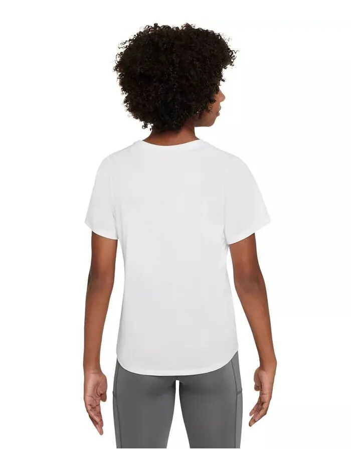 Облегающий топ Dri-FIT с короткими рукавами для больших девочек Nike — изображение 2 из 3, черный/белый