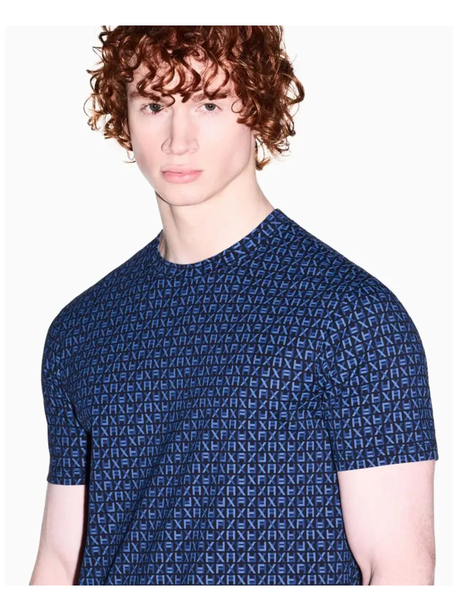 Мужская футболка с коротким рукавом, с принтом логотипа по всей поверхности A|X Armani Exchange — изображение 2 из 5