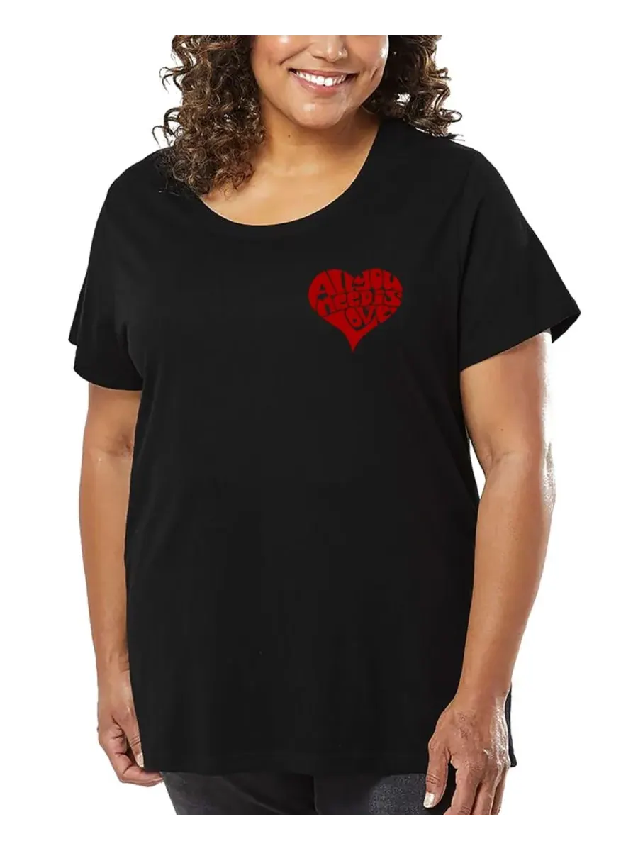 Футболка большого размера "All You Need is Love" с надписью "All You Need is Love" LA Pop Art — изображение 1 из 3, черный