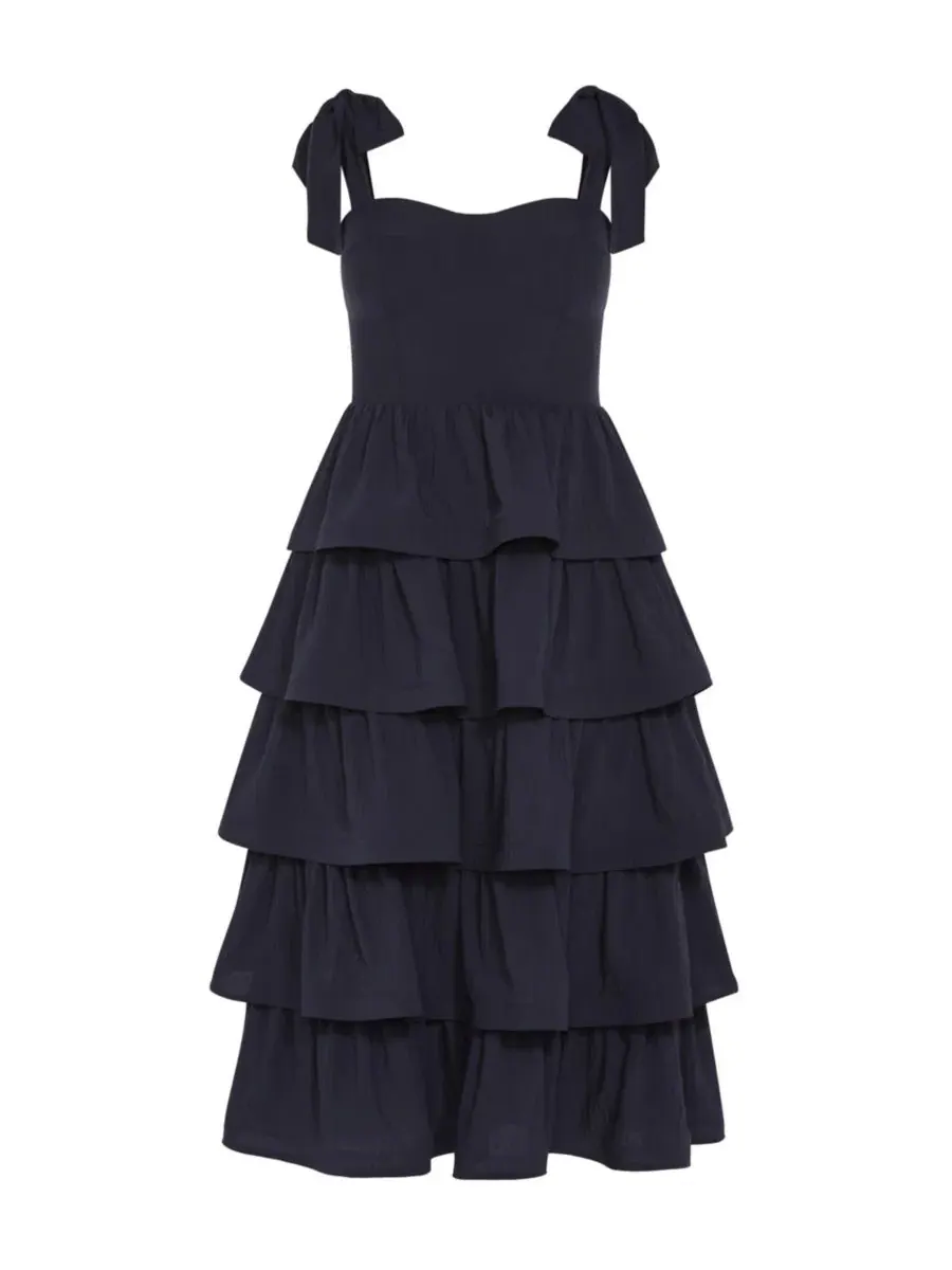Женское длинное платье Elina Tier Maxi City Chic — изображение 4 из 5, темно-синий