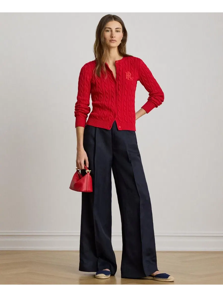 Женские брюки из саржи с широкими штанинами Lauren Ralph Lauren — изображение 1 из 6, темно-синий