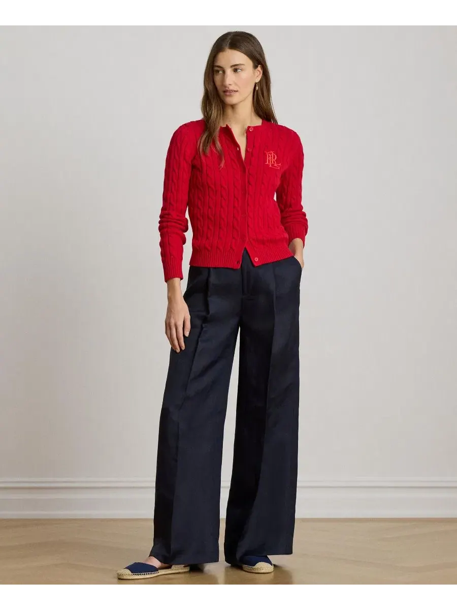 Женские брюки из саржи с широкими штанинами Lauren Ralph Lauren — изображение 2 из 6, темно-синий