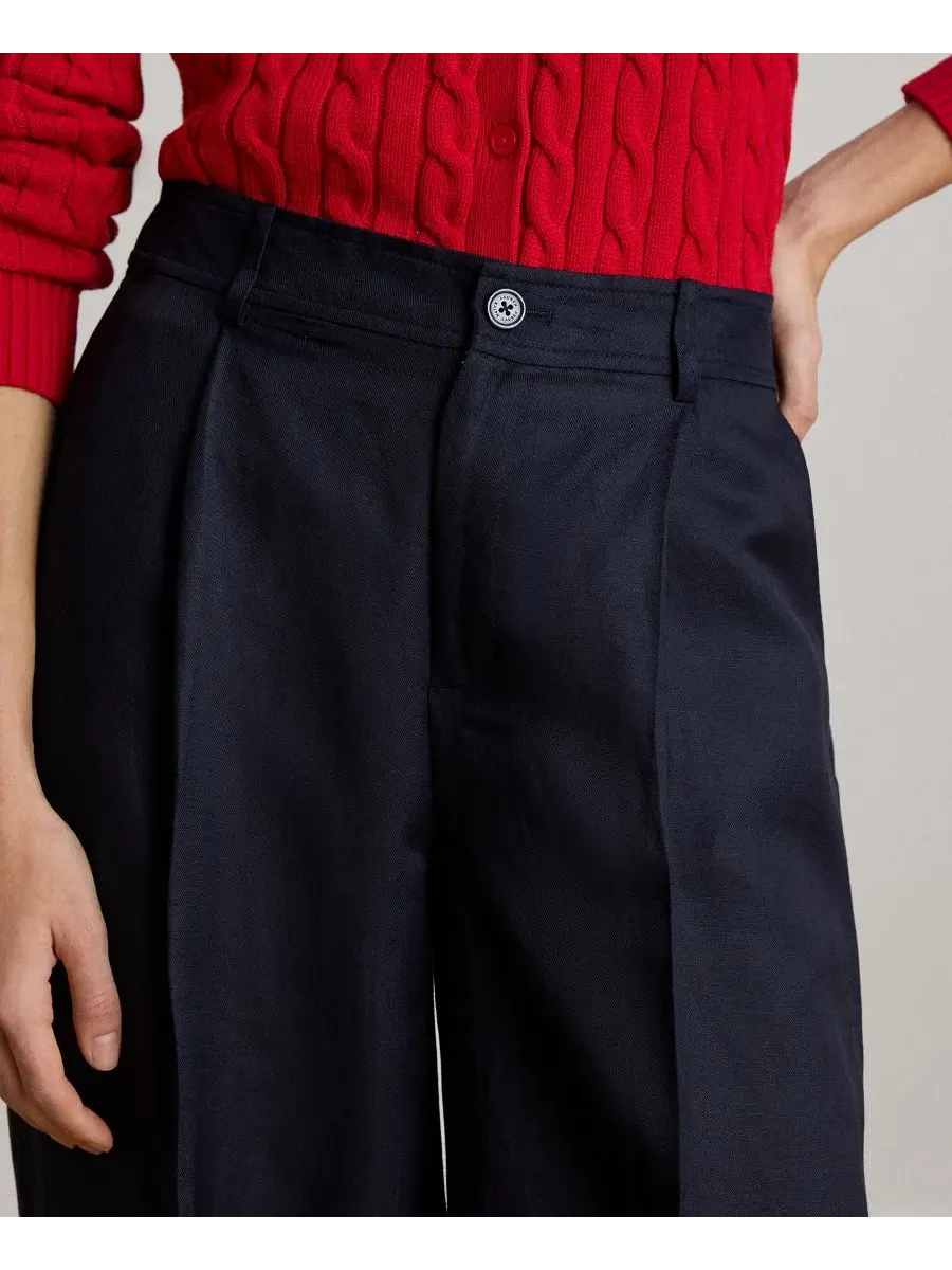 Женские брюки из саржи с широкими штанинами Lauren Ralph Lauren — изображение 4 из 6, темно-синий