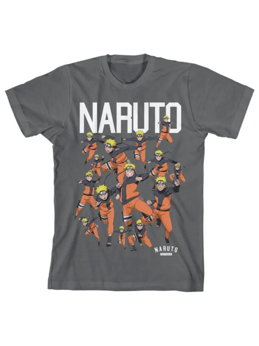 Детская футболка Character Squad угольно-серого цвета с графическим принтом Naruto