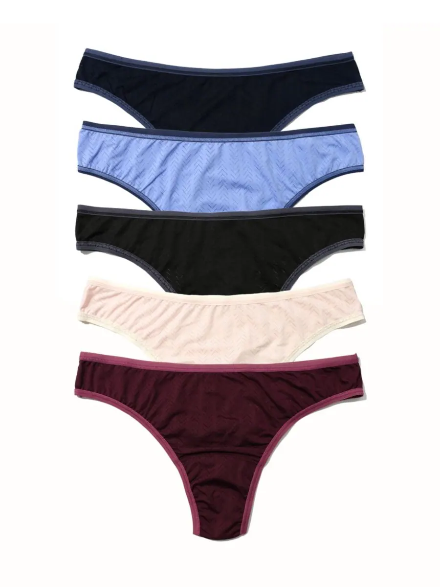 Женские стринги Move Calm со средней посадкой, комплект из 5 штук Hanky Panky — изображение 1 из 5, черный
