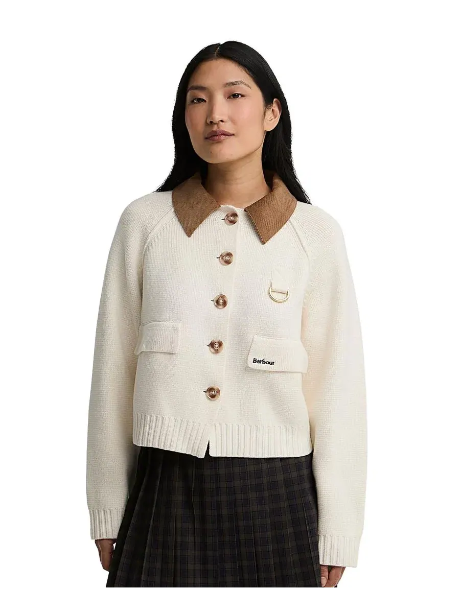 Женский укороченный кардиган с воротником из вельвета Alverstone Kni Barbour