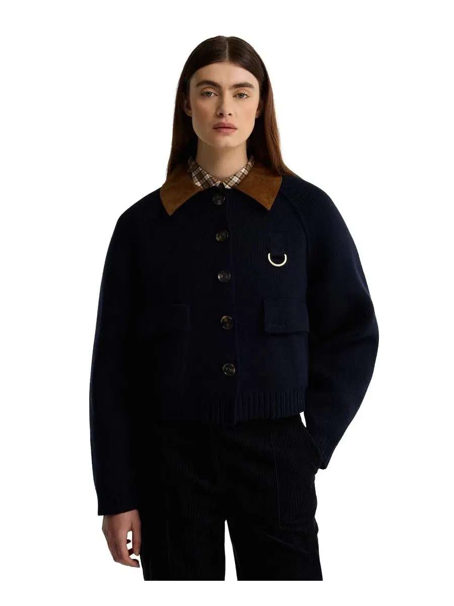 Кардиган укороченный с воротником из вельвета Alverstone Kni Barbour