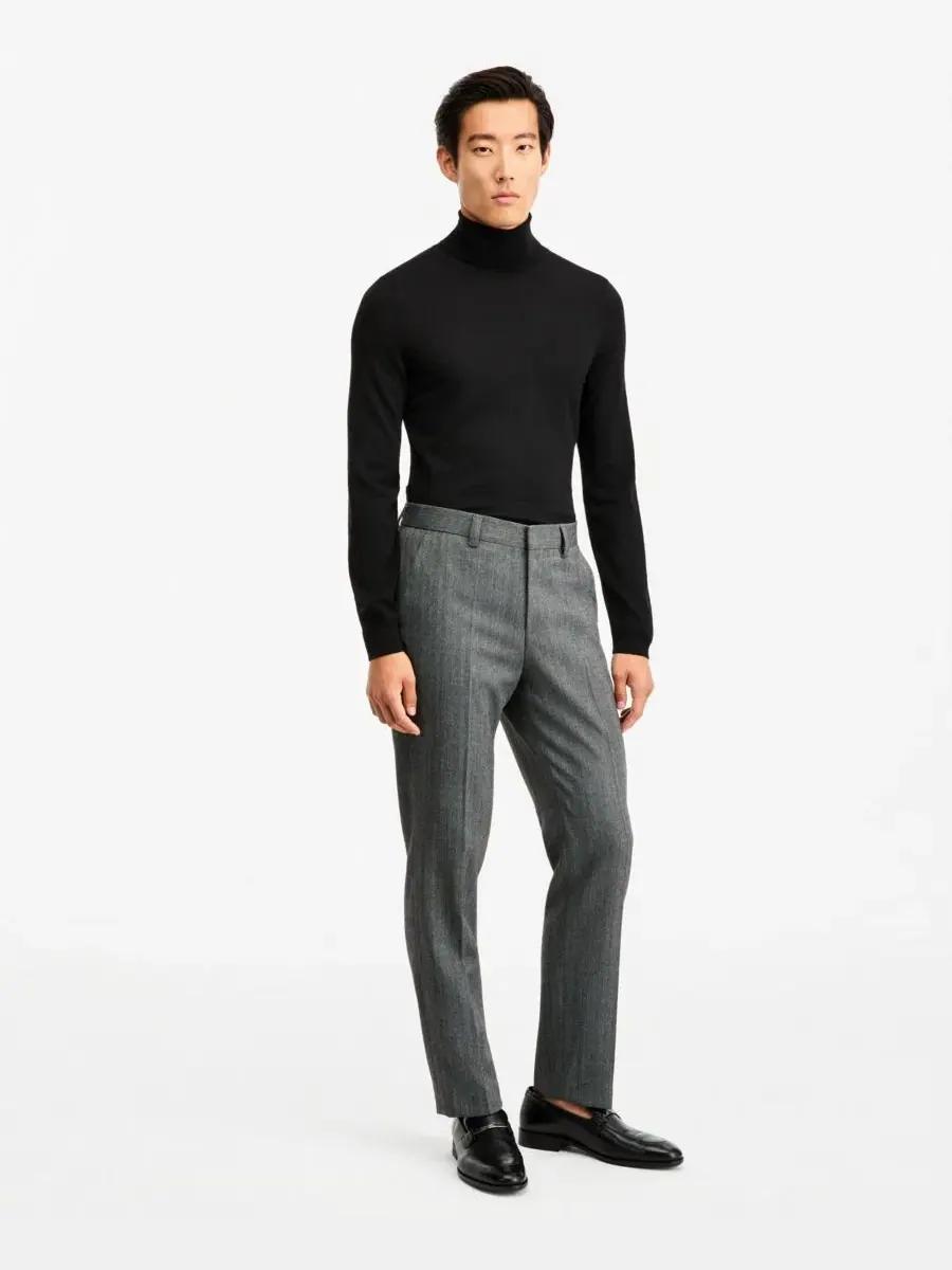 Брюки костюмные с принтом «елочка», модель Herringbone Suit Pants, HUGO Boss — 1