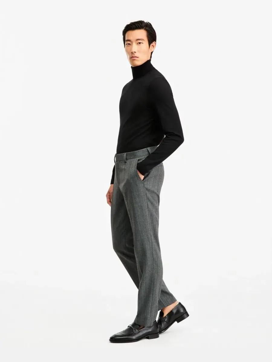 Брюки костюмные с принтом «елочка», модель Herringbone Suit Pants, HUGO Boss — 4