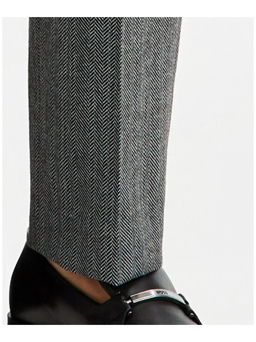 Брюки костюмные с принтом «елочка», модель Herringbone Suit Pants, HUGO Boss — 6