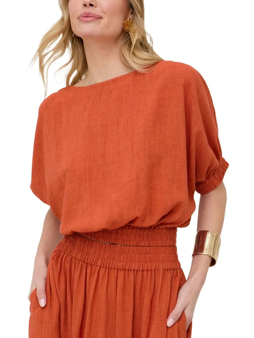 Топ с лодочным вырезом Poppy Boat Neck Top Raffya