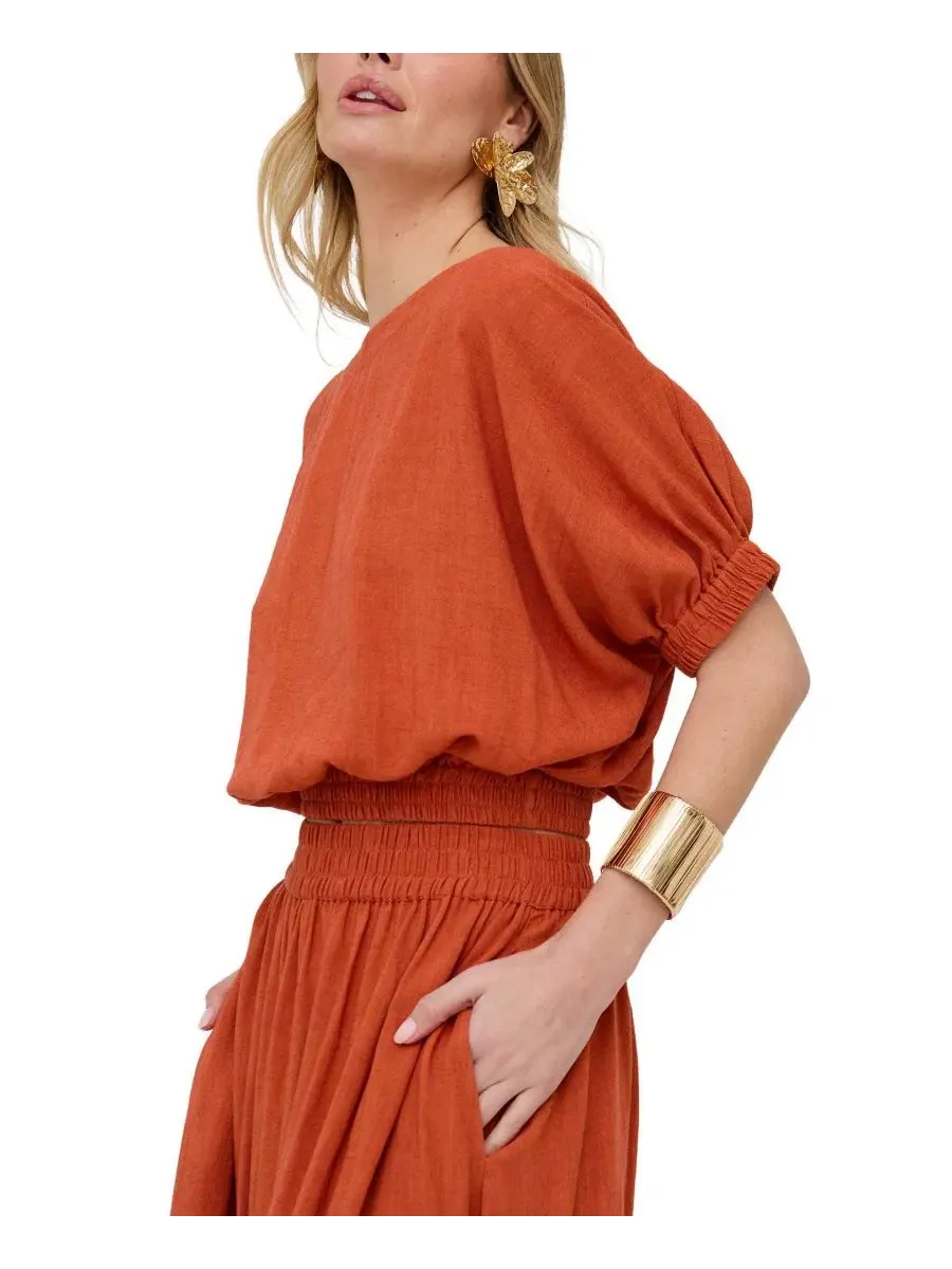 Топ с лодочным вырезом Poppy Boat Neck Top Raffya — изображение 4 из 4, оранжевый