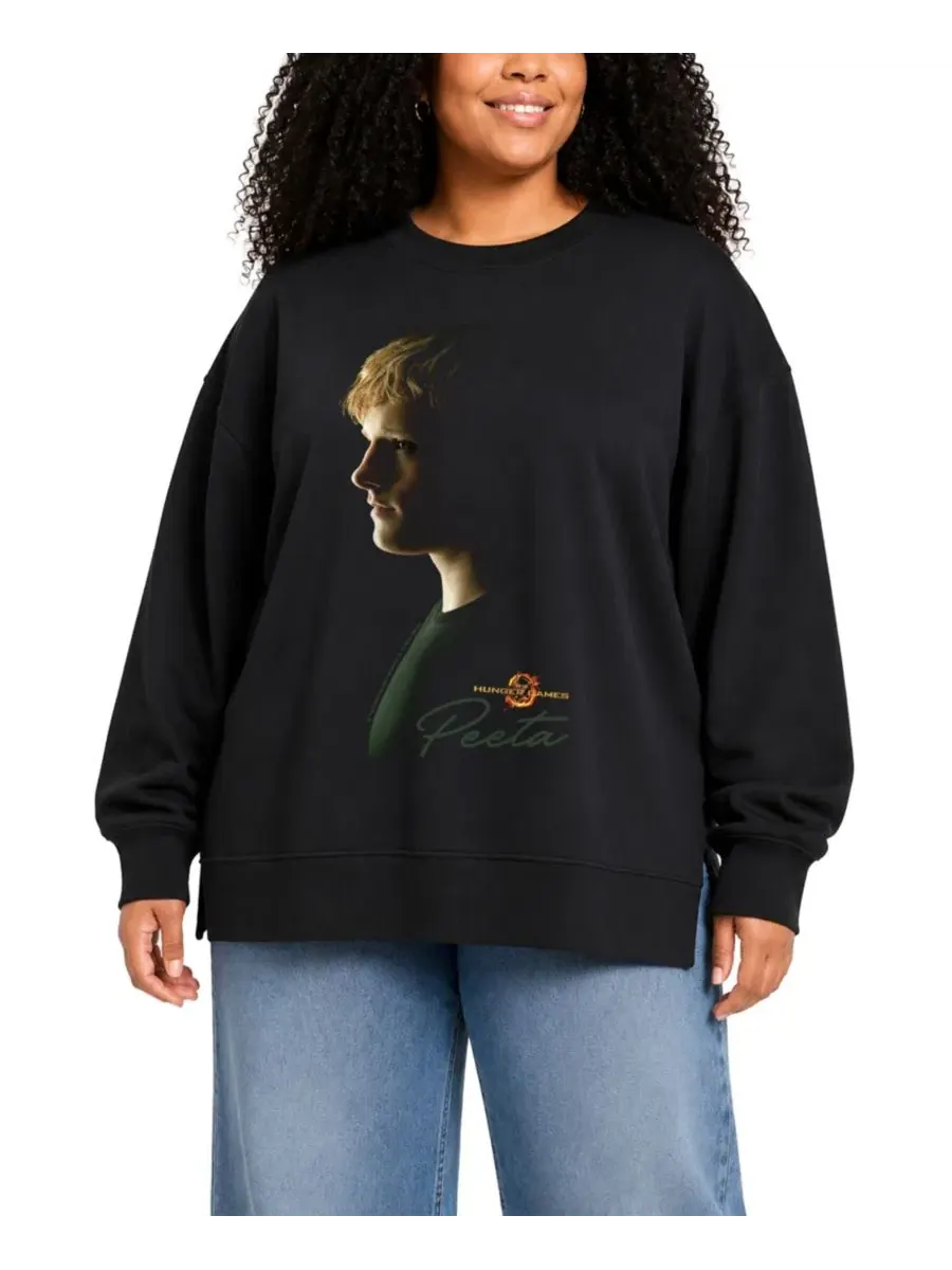 Свитшот с принтом Peeta Portrait, Plus Size Hybrid Apparel — изображение 1 из 3, черный