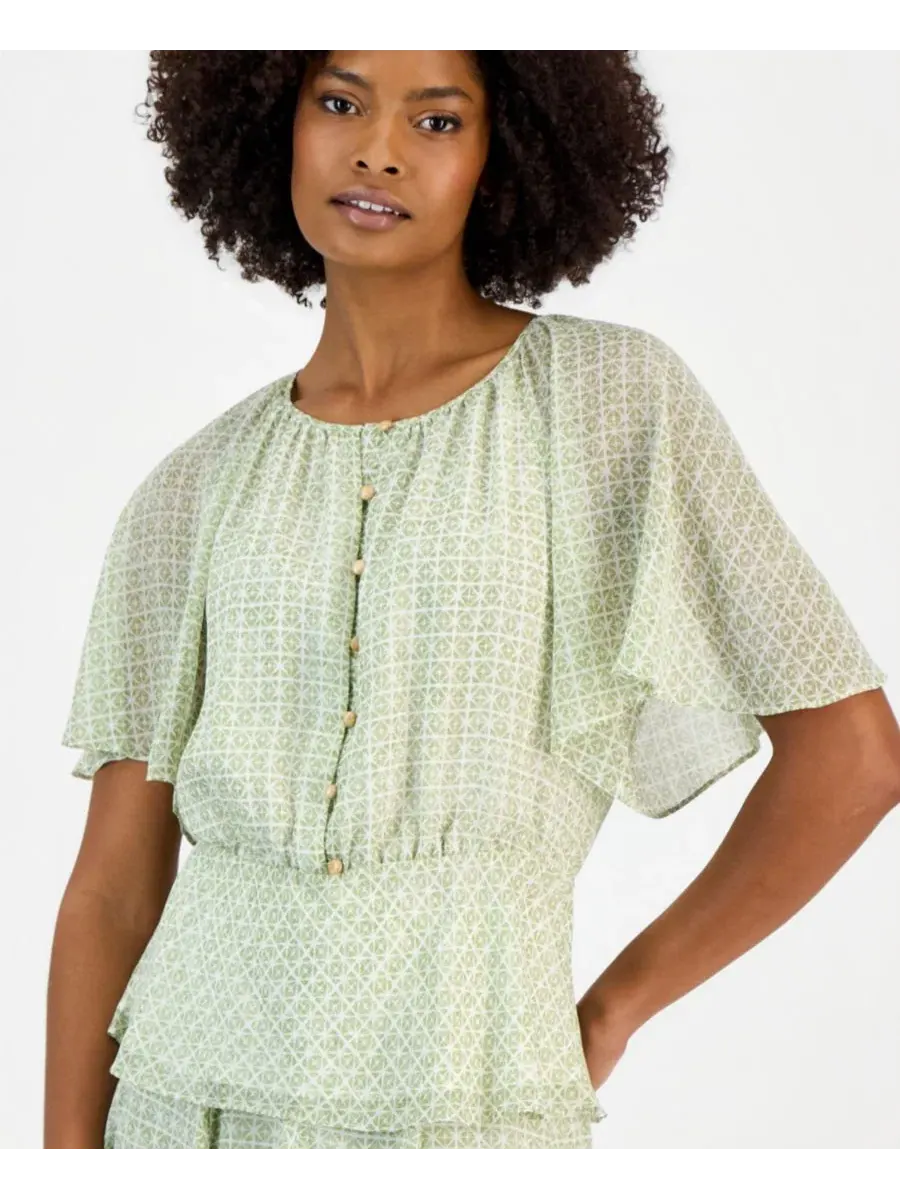 Женская блузка с рукавами-воланами и баской Vince Camuto — изображение 4 из 4, шалфейный