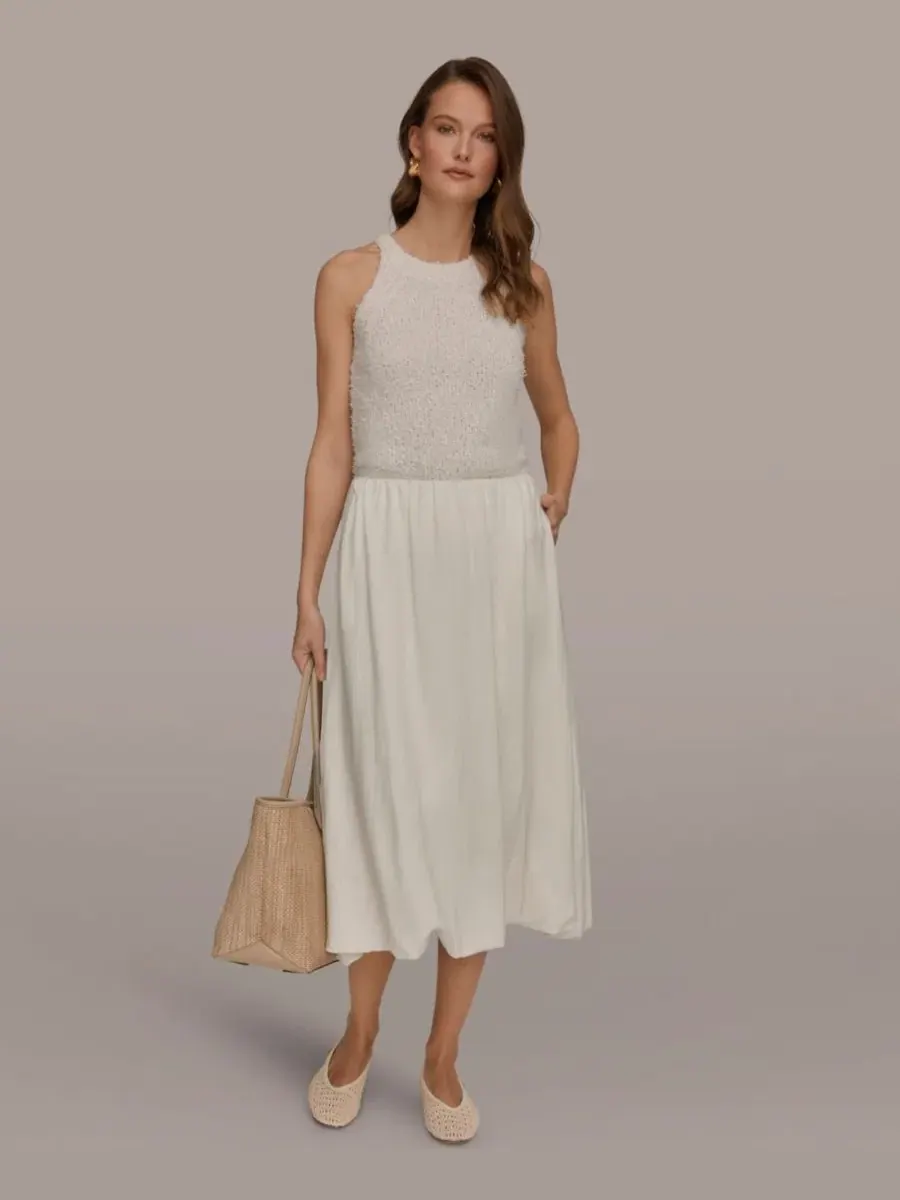 Женская юбка-пуховик миди Donna Karan Weekend — изображение 6 из 6, бежевый