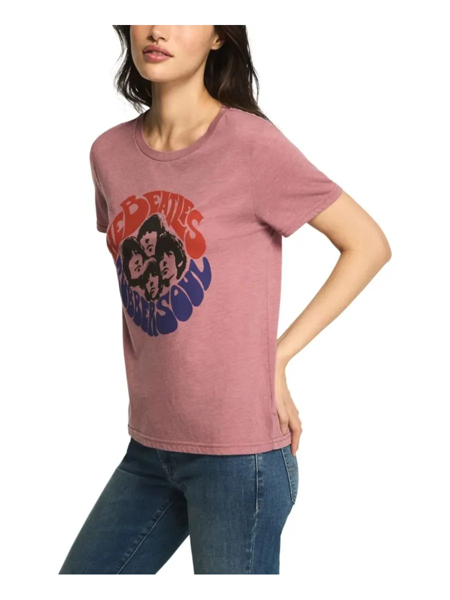 Футболка с принтом The Beatles Rubber Soul Classic Crew Graphic Retro Lucky Brand — изображение 2 из 6, розовый