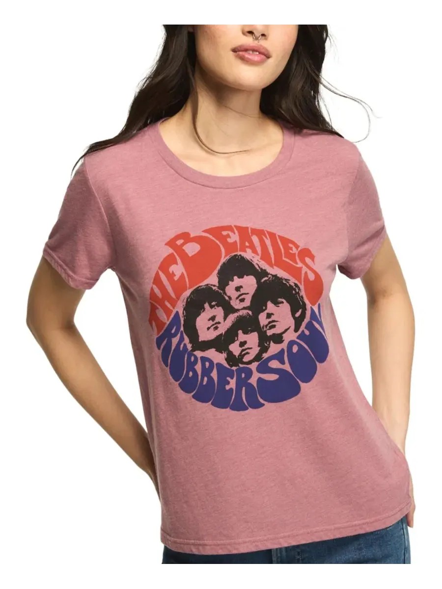 Футболка с принтом The Beatles Rubber Soul Classic Crew Graphic Retro Lucky Brand — изображение 6 из 6, розовый